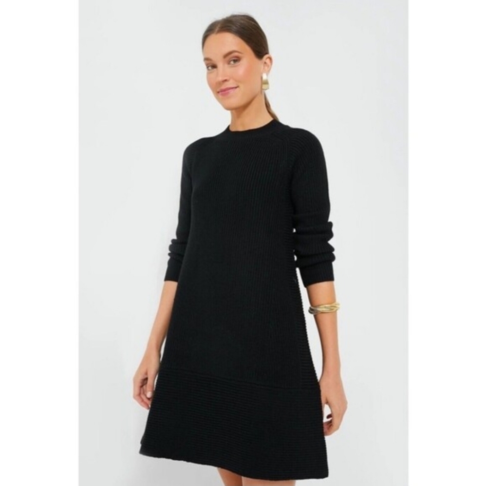 Pomander Place Ainsley Black Ribbed Knit Sweater Dress Women's Small Y23310T - Picture 6 of 7